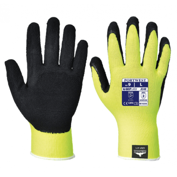 HI-VIS GRIP GLOVE - LATEX