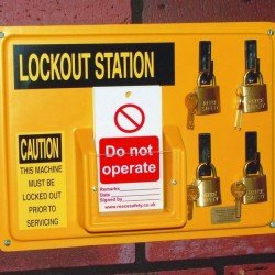 Lockout Station comes with board, 4 x padlocks and 3 x Do not operate tags pk of 10