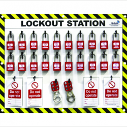 20 Lock Lockout Station With Padlocks, Tags & Hasps