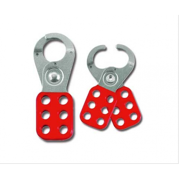 Steel Lockout Hasp In Red, 25mm Dia Jaws