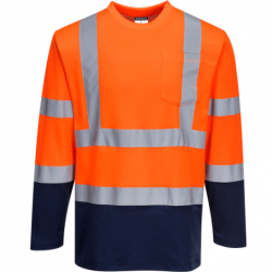 TWO-TONE LONG SLEEVED COTTON COMFORT T-SHIRT