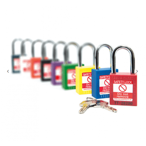Nylon Body Safety Padlock - 38mm Clearance Steel Shackle Keyed Differently 