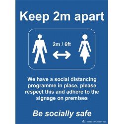 KEEP 2M APART BE SOCIALLY SAFE (FOAM BOARD)