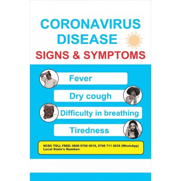 CORONA SIGNS AND SYMPTOMS (FOAM BOARD)