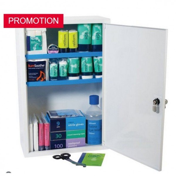 Metal First Aid Cabinet - Stocked Single Cabinet Small